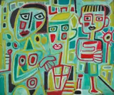 Family Group by Tony Tuckson, 1952 - 54, oil on canvas, sold May 2022