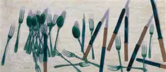 Knives And Forks by John Brack, 1958, oil on canvas, sold May 2022