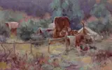 The Christmas Camp by Clara Southern, oil on canvas, sold May 2022