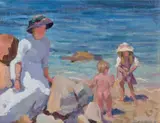 By The Sea by Ethel Carrick, c.1912, oil on panel, sold May 2022