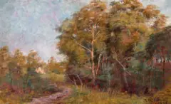 Bush Landscape, Macedon by Frederick McCubbin, 1905, oil on canvas, sold May 2022