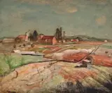 Ryde Landscape by Lloyd Rees, 1952, oil on canvas, sold May 2022