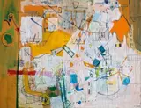 Archimedes’ Notebook by Yvonne Audette, 1968, oil on plywood panel, sold May 2022