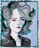 Feel The Earth, Deeply by Del Kathryn Barton, 2019, oil and synthetic polymer paint on French linen in hand-painted artist’s frame, sold May 2022