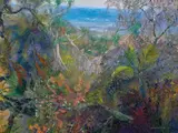 Late Afternoon With Flowering Palms by William Robinson, 2007, oil on linen, sold May 2022