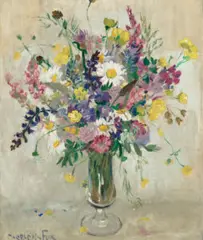 Wild Flowers by Ethel Carrick, oil on canvas, sold May 2022