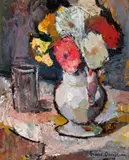 Still Life With Flowers by Bessie Davidson, c.1935, oil on wood, sold May 2022