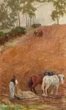 Working The Field by Jessie Traill, oil on canvas on board, sold May 2022