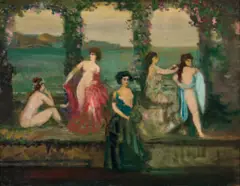 Interior With Women By Sea by Charles Conder, oil on canvas, sold May 2022
