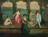 Interior With Women By Sea by Charles Conder, oil on canvas, sold May 2022