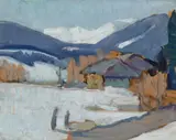 Chambray Landscape, France by Bessie Davidson, oil on board, sold May 2022