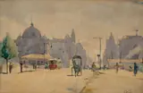 Melbourne From St Kilda Road (Looking North Across Princes Bridge) by Eveline Winifred Syme, watercolour on paper on card, sold May 2022