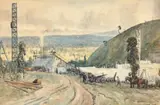 Yallourn Power Station by Jessie Traill, 1924, watercolour on paper, sold May 2022