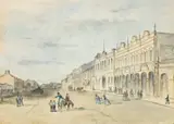 Malop Street, Geelong And The Provident Institute, Melbourne by Alexander Webb, c.1860, watercolour on paper, offered May 2022