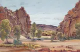 Glen Helen Gorge by Albert Namatjira, watercolour on paper, sold Mar 2022