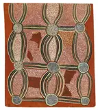 Untitled (Sandhill Travelling Dreaming) by Mick Namarari Tjapaltjarri, 1972, synthetic polymer paint on composition board, sold Mar 2022