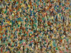 Non-Objective Painting by Ralph Balson, 1958, oil on composition board, sold Feb 2022