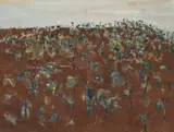 Upwey Landscape by Fred Williams, c.1965, gouache on paper on composition board, sold Feb 2022