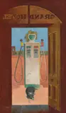 The Weekly Train Departs, The Dog Goes Back To Sleep by Eric Anchor Thake, 1971, oil on canvas, sold Feb 2022
