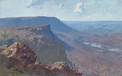 Blue Vista From The Sundial by Arthur Streeton, 1920, oil on canvas, sold Feb 2022