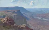 Blue Vista From The Sundial by Arthur Streeton, 1920, oil on canvas, sold Feb 2022