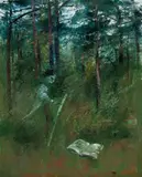 Suffolk Landscape, Figure And Book by Arthur Boyd, 1973, oil on canvas, sold Feb 2022
