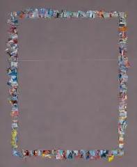 Painting by Paul Partos, 1978, oil, string and pins on canvas, sold Feb 2022