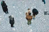 Seven People In The Snow by Ivan Durrant, 1975, synthetic polymer paint on composition board, sold Feb 2022
