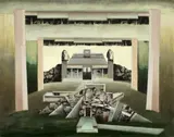 The Gate Beyond The Gate by Jan Senbergs, 1976, oil and silkscreen on canvas, sold Feb 2022