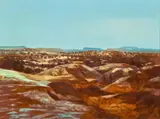 Hamersley Ranges, West Australia by Ray Crooke, 1971, oil on composition board, sold Feb 2022