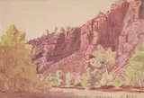 Finke Valley, Macdonnell Range by Albert Namatjira, c.1936, watercolour on paper, sold Dec 2021