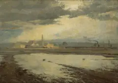 Dudley Flats, West Of Melbourne by Frederick McCubbin, oil on canvas, sold Dec 2021