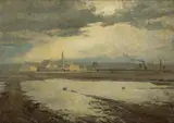 Dudley Flats, West Of Melbourne by Frederick McCubbin, oil on canvas, sold Dec 2021