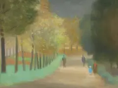 The Tan, South Yarra by Clarice Beckett, c.1925, oil on board, sold Nov 2021