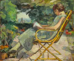 Lecture Au Jardin by Bessie Davidson, c.1935, oil on plywood, sold Nov 2021