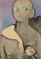 Lovers With Rose by Joy Hester, c.1947, watercolour, pastel, brush and Chinese ink on paper on card, sold Nov 2021