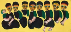 Self Portraits by Mirka Mora, 1960, enamel and oil on composition board, sold Nov 2021