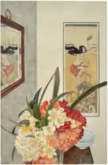 Japanese Print And Clivias by Cressida Campbell, 2013, watercolour on incised woodblock, sold Nov 2021