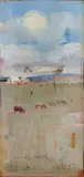 The Three Cows by Charles Conder, 1889, oil on cedar panel, sold Nov 2021
