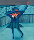Schoolgirl Waving by Charles Blackman, 1953, oil and tempera on composition board, sold Nov 2021