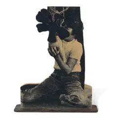 Untitled by David Noonan, 2009, screen printed jute on plywood and steel base, sold Nov 2021