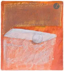 Composition by Ferit Iscan, 1971, Collage de toile et gouache sur papier, sold Oct 2025