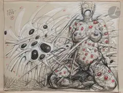 Sans titre by Franciszek Starowieyski, 1988, Fusain, sanguine et craie, sold Sep 2025