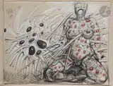 Sans titre by Franciszek Starowieyski, 1988, Fusain, sanguine et craie, sold Sep 2025