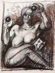 Sans titre by Franciszek Starowieyski, 1990, Fusain et sanguine, sold Sep 2025
