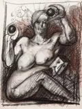 Sans titre by Franciszek Starowieyski, 1990, Fusain et sanguine, sold Sep 2025