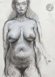 Kariatyda by Franciszek Starowieyski, 1988, Fusain rehaussé à la gouache, sold Sep 2025