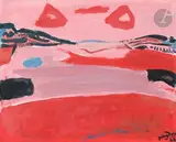 Paysage rouge by Henryk Hayden, 1968, Gouache, sold Sep 2025