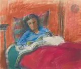 Femme couchée au chat by Henryk Hayden, vers 1948, Pastel, sold Sep 2025
