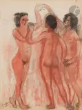 Trois Grâces by Henryk Hayden, Pastel, sold Sep 2025